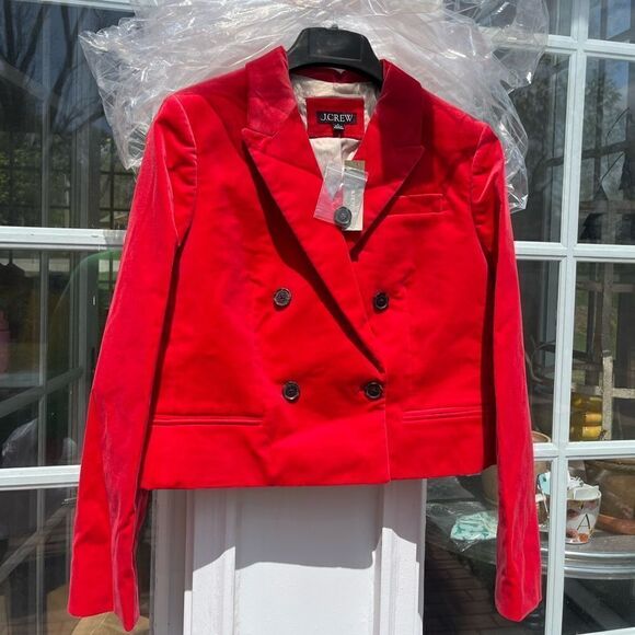 J Crew Cropped Double Breasted Velvet Blazer NWT - Picture 4 of 10